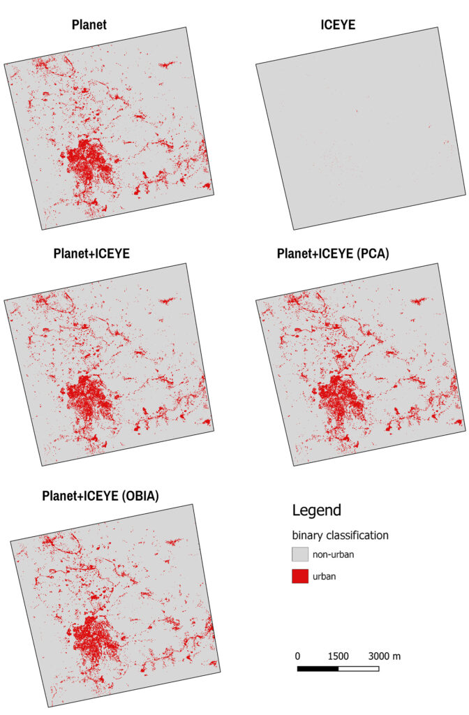 Figure 8. Spatial results of the supervised binary classification.