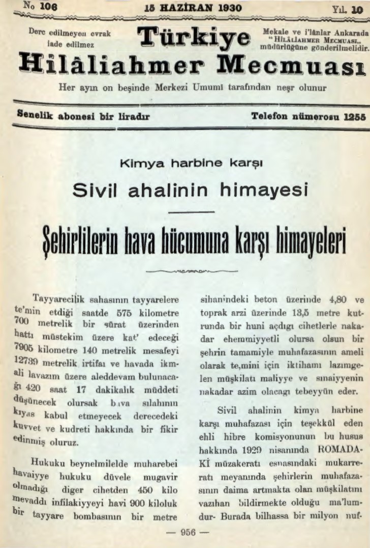 Hilâliahmer Mecmuası Sayı 106 – 1930