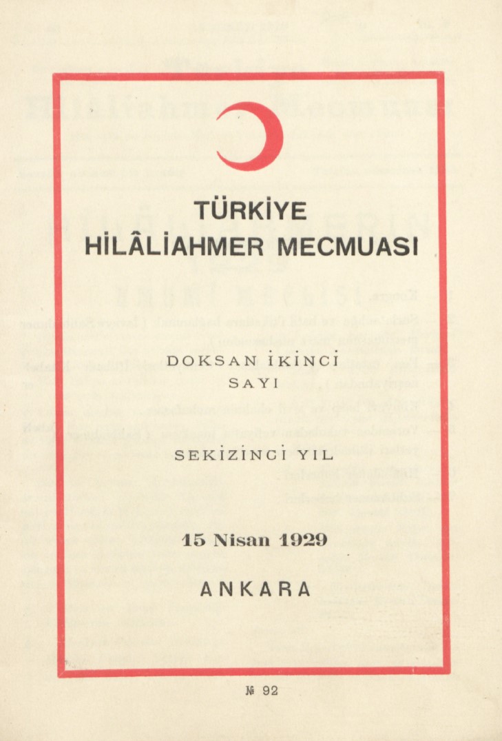 Hilâliahmer Mecmuası Sayı 92 – 1929