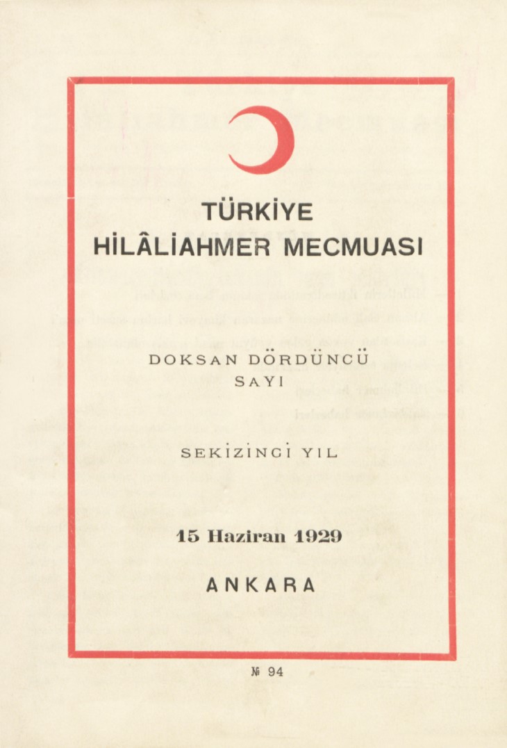 Hilâliahmer Mecmuası Sayı 94 – 1929