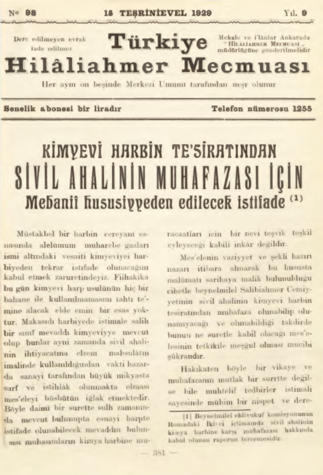 Hilâliahmer Mecmuası Sayı 98 – 1929