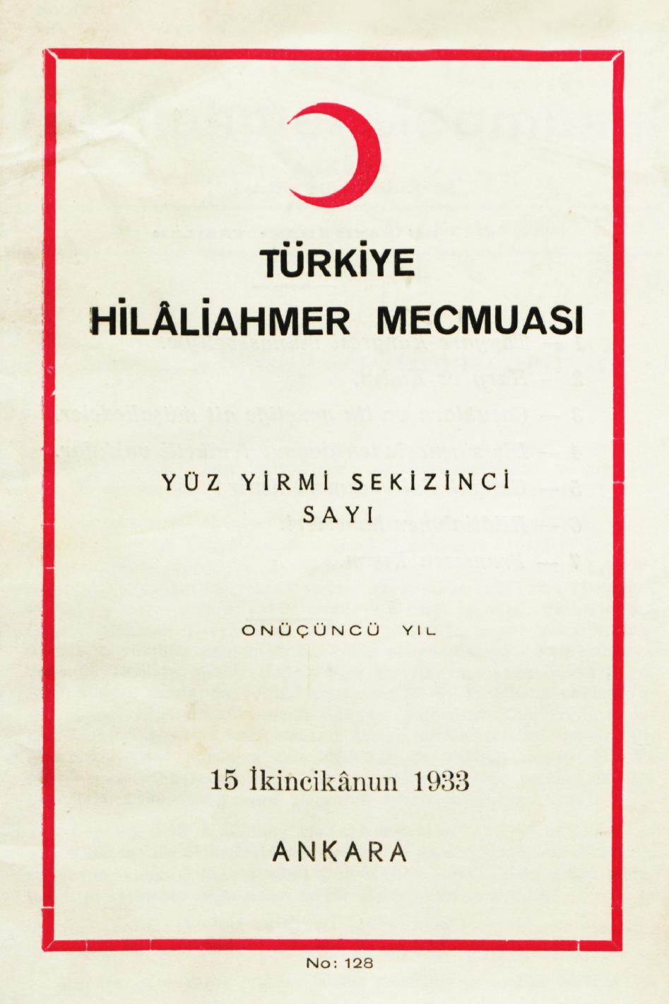 Hilâliahmer Mecmuası Sayı 128 – 1933