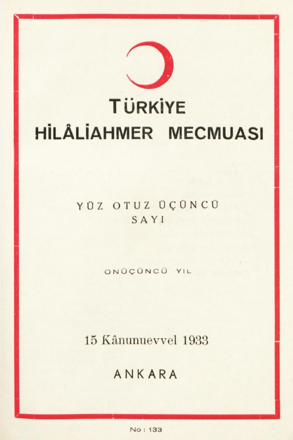Hilâliahmer Mecmuası Sayı 133 – 1933