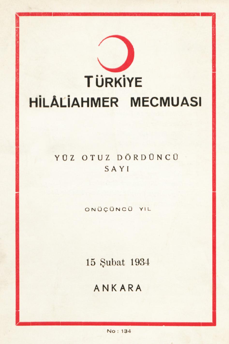 Hilâliahmer Mecmuası Sayı 134 – 1934