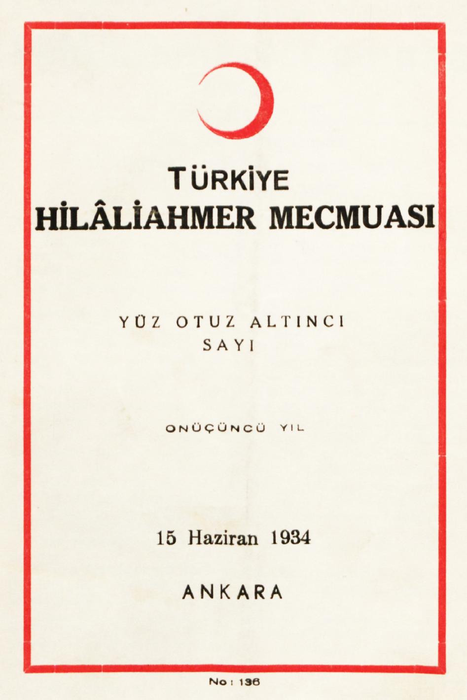 Hilâliahmer Mecmuası Sayı 136 – 1934