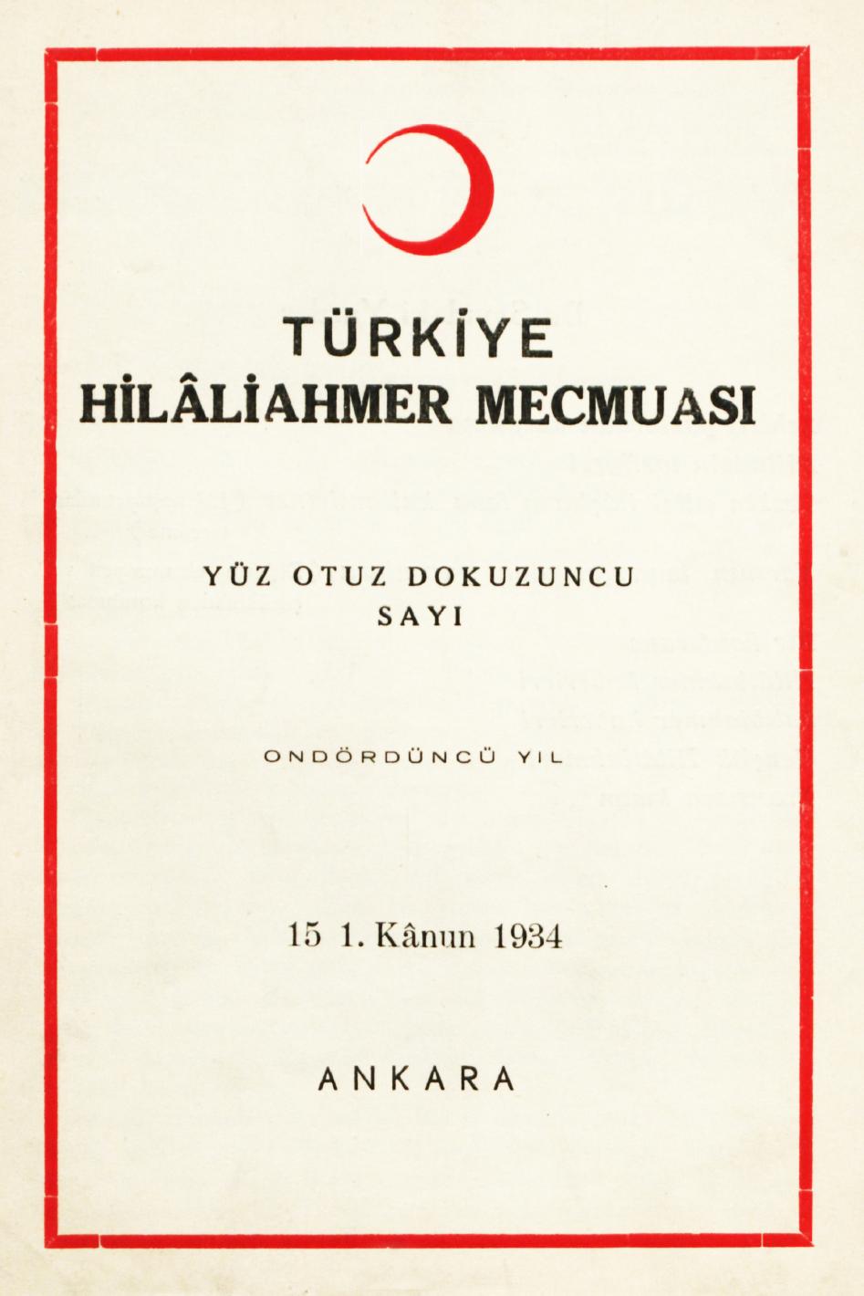 Hilâliahmer Mecmuası Sayı 139 – 1934