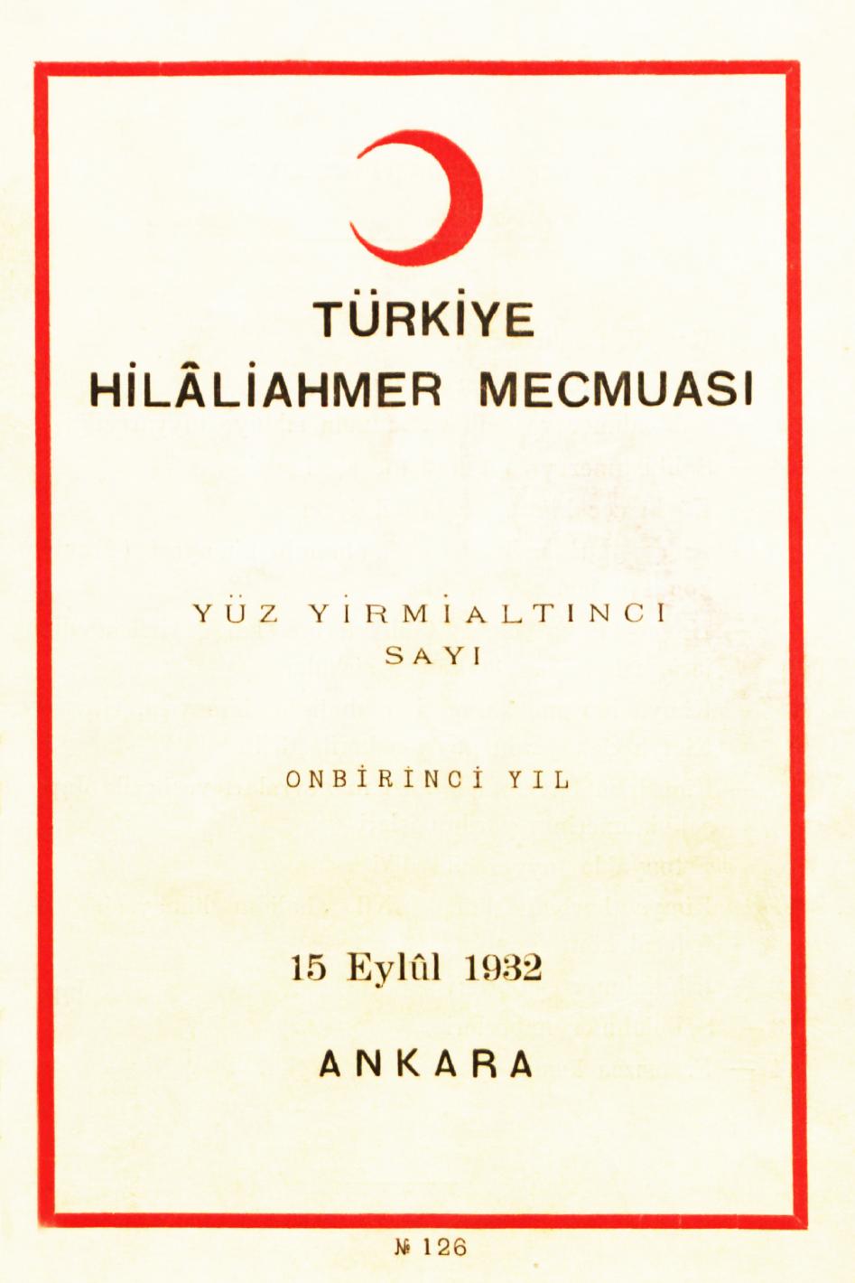 Hilâliahmer Mecmuası Sayı 126 – 1932
