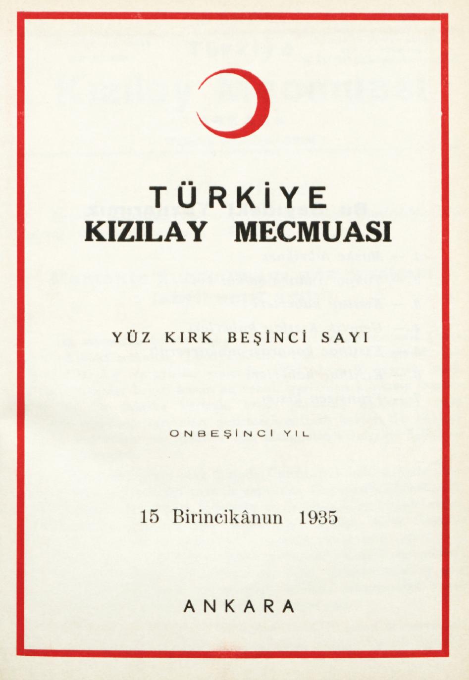 Kızılay Mecmuası Sayı 145 – 1935