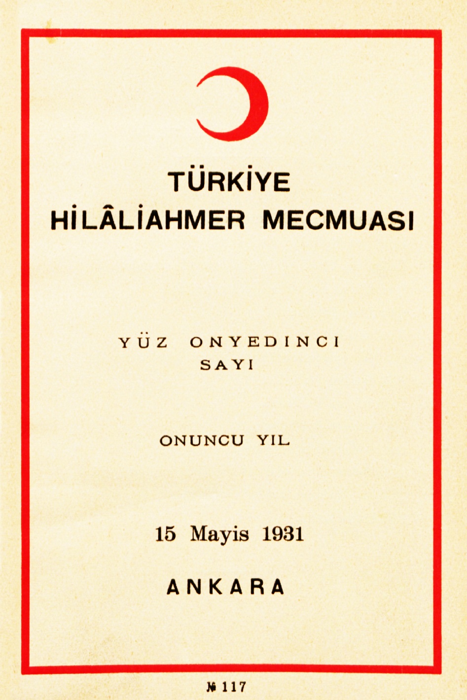 Hilâliahmer Mecmuası Sayı 117 – 1931